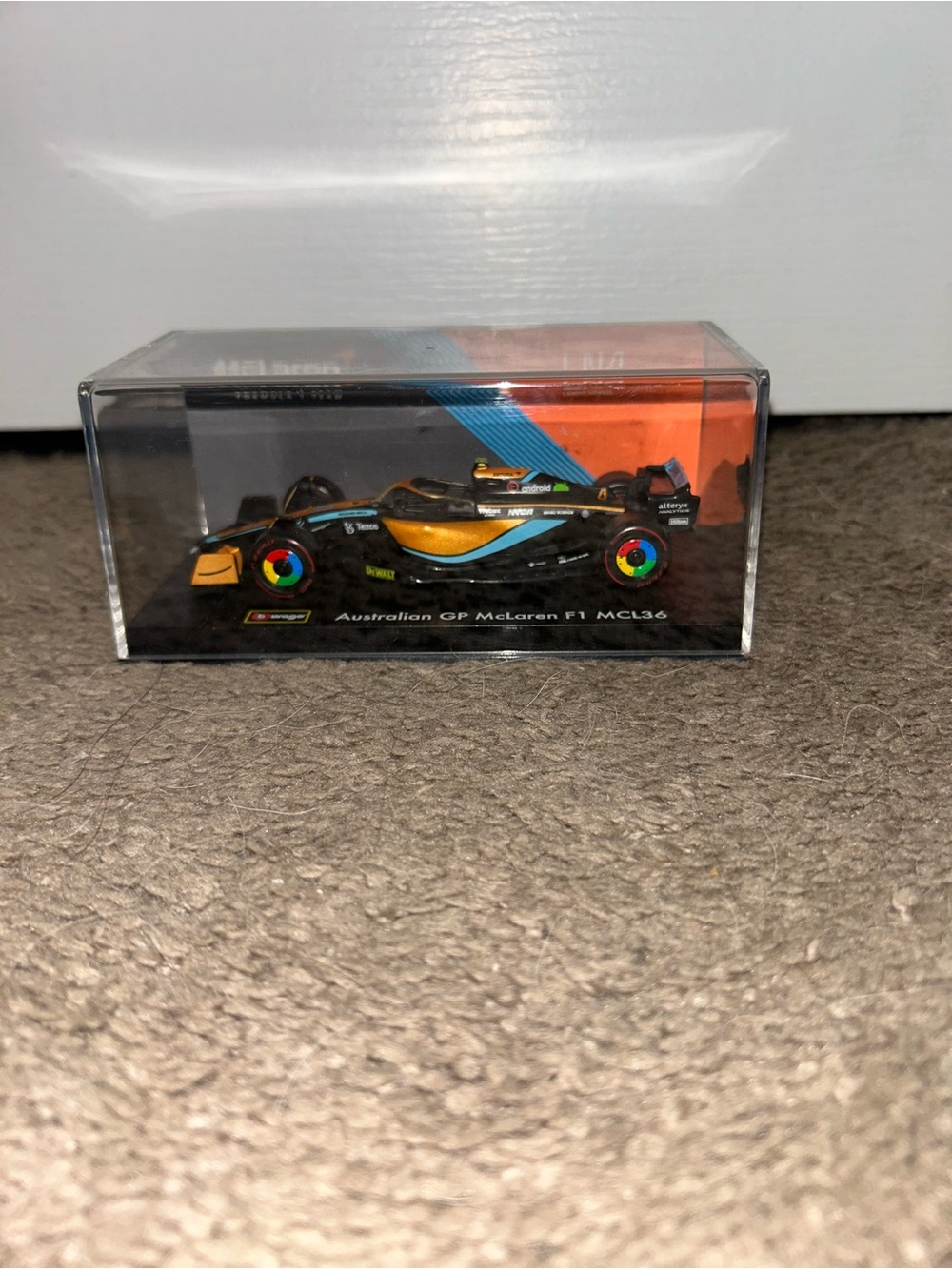 McLaren MCL36 Kids Die-Cast Race Car Toy - Black & Orange